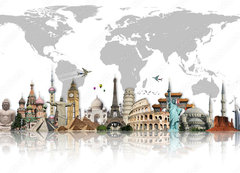 Samolepka flie 200 x 144, 50490818 - Travel the world monuments concept
