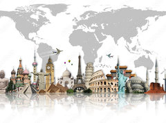 Samolepka flie 270 x 200, 50490818 - Travel the world monuments concept