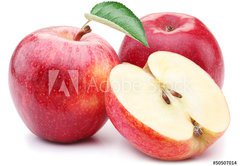 Fototapeta pltno 174 x 120, 50507014 - Red apple with leaf and slice.