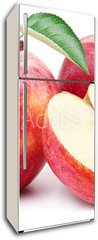 Samolepka na lednici flie 80 x 200  Red apple with leaf and slice., 80 x 200 cm