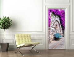 Samolepka na dvee flie 90 x 220  Vibrant flower draped pathway in Capri, Italy, 90 x 220 cm