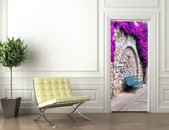 Samolepka na dvee flie 90 x 220, 50635038 - Vibrant flower draped pathway in Capri, Italy