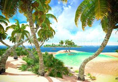 Fototapeta184 x 128  Tropical paradise beach, 184 x 128 cm