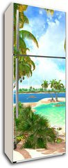 Samolepka na lednici fólie 80 x 200, 50721906 - Tropical paradise beach - Tropická rajová pláž