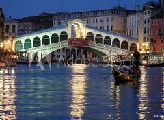 Samolepka flie 100 x 73, 5074180 - Le pont du rialto et gondole de nuit 