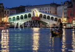 Fototapeta145 x 100  Le pont du rialto et gondole de nuit , 145 x 100 cm