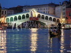 Samolepka flie 270 x 200  Le pont du rialto et gondole de nuit , 270 x 200 cm