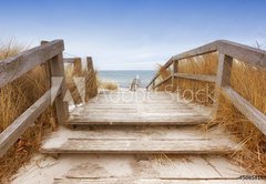 Fototapeta145 x 100  Treppe zum Ostseestrand Heiligenhafen im Winter, 145 x 100 cm