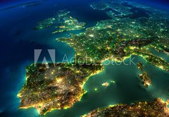 Fototapeta pltno 174 x 120, 50870884 - Night Earth. A piece of Europe - Spain, Portugal, France