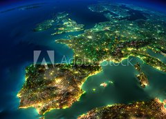Samolepka flie 200 x 144, 50870884 - Night Earth. A piece of Europe - Spain, Portugal, France