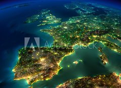 Fototapeta254 x 184  Night Earth. A piece of Europe  Spain, Portugal, France, 254 x 184 cm