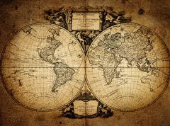 Samolepka flie 270 x 200  map of world 1752, 270 x 200 cm