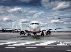 Fototapeta330 x 244  Total View Airplane on Airfield with dramatic Sky, 330 x 244 cm