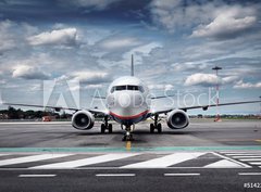 Fototapeta360 x 266  Total View Airplane on Airfield with dramatic Sky, 360 x 266 cm