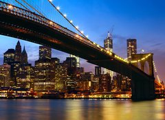 Fototapeta papr 160 x 116, 51808000 - Manhattan panorama with Brooklyn Bridge at sunset in New York