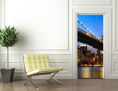 Samolepka na dvee flie 90 x 220, 51808000 - Manhattan panorama with Brooklyn Bridge at sunset in New York