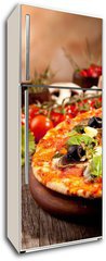 Samolepka na lednici flie 80 x 200, 51836484 - Delicious fresh pizza served on wooden table