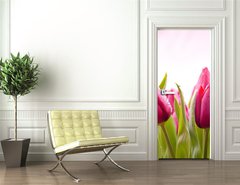 Samolepka na dvee flie 90 x 220, 51930622 - Fresh Tulips with Dew Drops