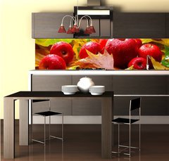 Fototapeta do kuchyn flie 260 x 60, 5313769 - Harvest. Autumn still life with red apples and leaves