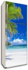 Samolepka na lednici flie 80 x 200  cocotier pench sur plage des Seychelles, 80 x 200 cm