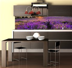 Fototapeta do kuchyn flie 260 x 60  Sunset over lavender field, 260 x 60 cm