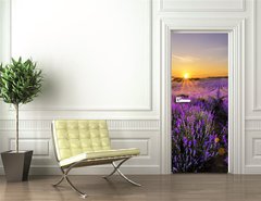 Samolepka na dvee flie 90 x 220  Sunset over lavender field, 90 x 220 cm