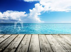 Samolepka flie 100 x 73  Caribbean sea and wooden platform, 100 x 73 cm