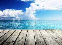 Fototapeta160 x 116  Caribbean sea and wooden platform, 160 x 116 cm