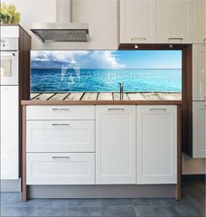Fototapeta do kuchyn flie 180 x 60, 53520782 - Caribbean sea and wooden platform - Karibsk moe a devn ploina