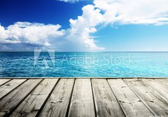 Fototapeta184 x 128  Caribbean sea and wooden platform, 184 x 128 cm