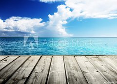 Samolepka flie 200 x 144  Caribbean sea and wooden platform, 200 x 144 cm