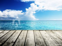 Samolepka flie 270 x 200  Caribbean sea and wooden platform, 270 x 200 cm