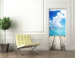 Samolepka na dvee flie 90 x 220  Caribbean sea and wooden platform, 90 x 220 cm
