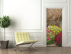 Samolepka na dveře fólie 90 x 220, 53522146 - chrysanthčmes en massif - chrysanthčmes en masiv