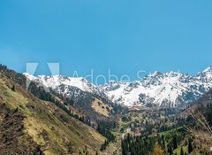 Fototapeta vliesov 100 x 73, 53630622 - Nature of  mountains,  snow, road on Medeo in Almaty, Kazakhstan