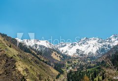 Fototapeta145 x 100  Nature of mountains, snow, road on Medeo in Almaty, Kazakhstan, 145 x 100 cm