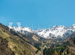 Fototapeta270 x 200  Nature of mountains, snow, road on Medeo in Almaty, Kazakhstan, 270 x 200 cm