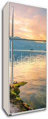 Samolepka na lednici flie 80 x 200  Sunset on the sea with the foggy mountains, 80 x 200 cm