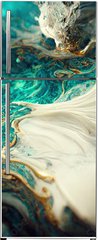 Samolepka na lednici flie 80 x 200, 538117667 - Spectacular image of teal and white liquid ink churning together, with a realistic texture and great quality for abstract concept. Digital art 3D illustration.