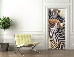 Samolepka na dvee flie 90 x 220, 54195512 - Baby zebra with mother