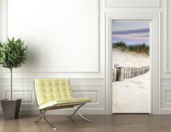 Samolepka na dvee flie 90 x 220  Grassy sand dunes landscape at sunrise, 90 x 220 cm