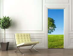 Samolepka na dvee flie 90 x 220, 54481754 - Green tree and blue sky - Zelen strom a modr obloha