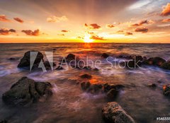 Fototapeta160 x 116  Tropical beach at sunset., 160 x 116 cm