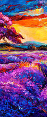 Samolepka na dveře fólie 90 x 220, 54800593 - Lavender fields - Levandulová pole