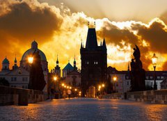 Fototapeta160 x 116  sunrise over Prague  look from Charles (Karluv) bridge, 160 x 116 cm