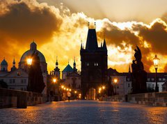 Fototapeta vliesov 270 x 200, 54931767 - sunrise over Prague - look from Charles (Karluv) bridge