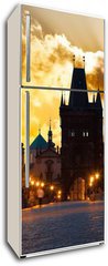 Samolepka na lednici flie 80 x 200  sunrise over Prague  look from Charles (Karluv) bridge, 80 x 200 cm