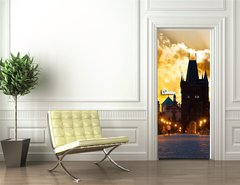 Samolepka na dvee flie 90 x 220  sunrise over Prague  look from Charles (Karluv) bridge, 90 x 220 cm