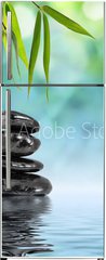 Samolepka na lednici flie 80 x 200, 55037906 - Stones and Bamboo on the water with narcissus flower