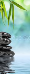 Samolepka na dvee flie 90 x 220, 55037906 - Stones and Bamboo on the water with narcissus flower